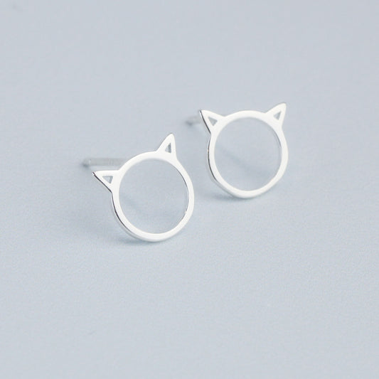 Minimalist Cat Face Stud Earrings