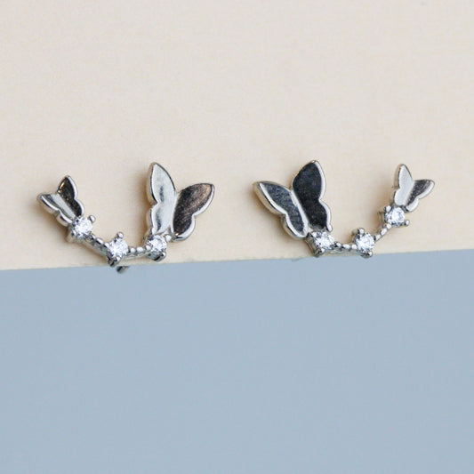 Crystal Detail Butterfly Stud Earrings