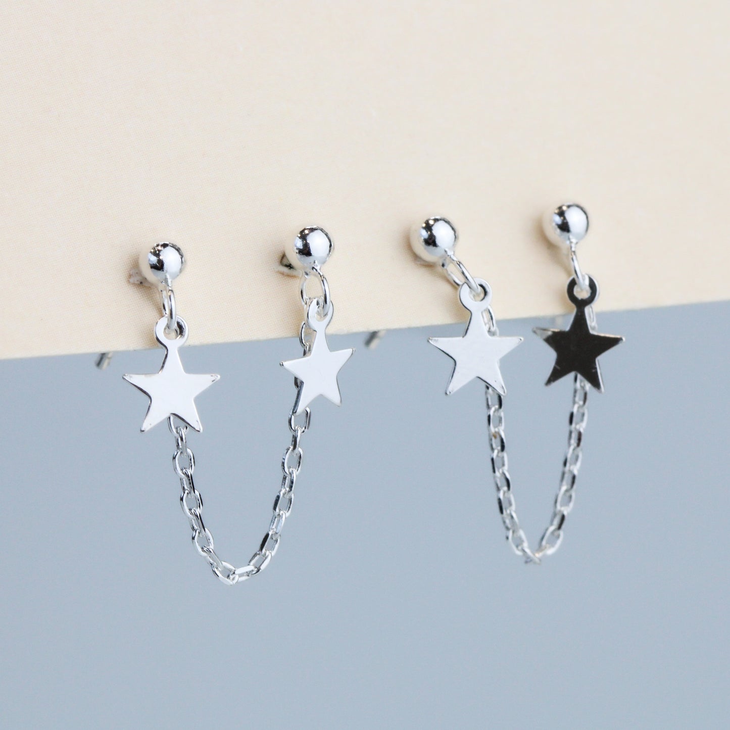 Double Piercing Star Stud Earrings