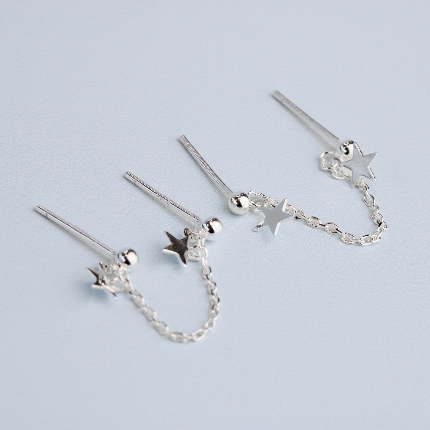Double Piercing Star Stud Earrings