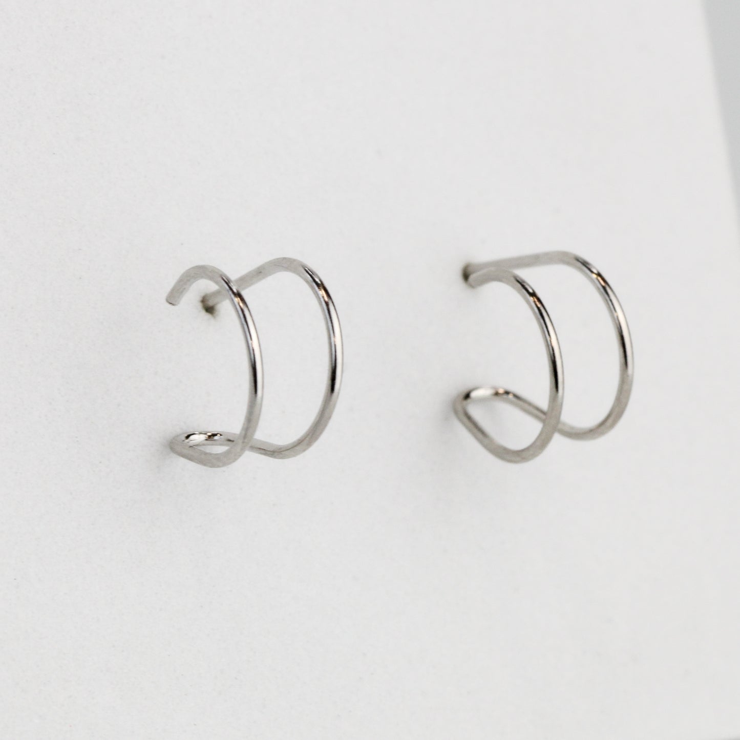 Double Bar Huggie Hoop Cuff Earrings