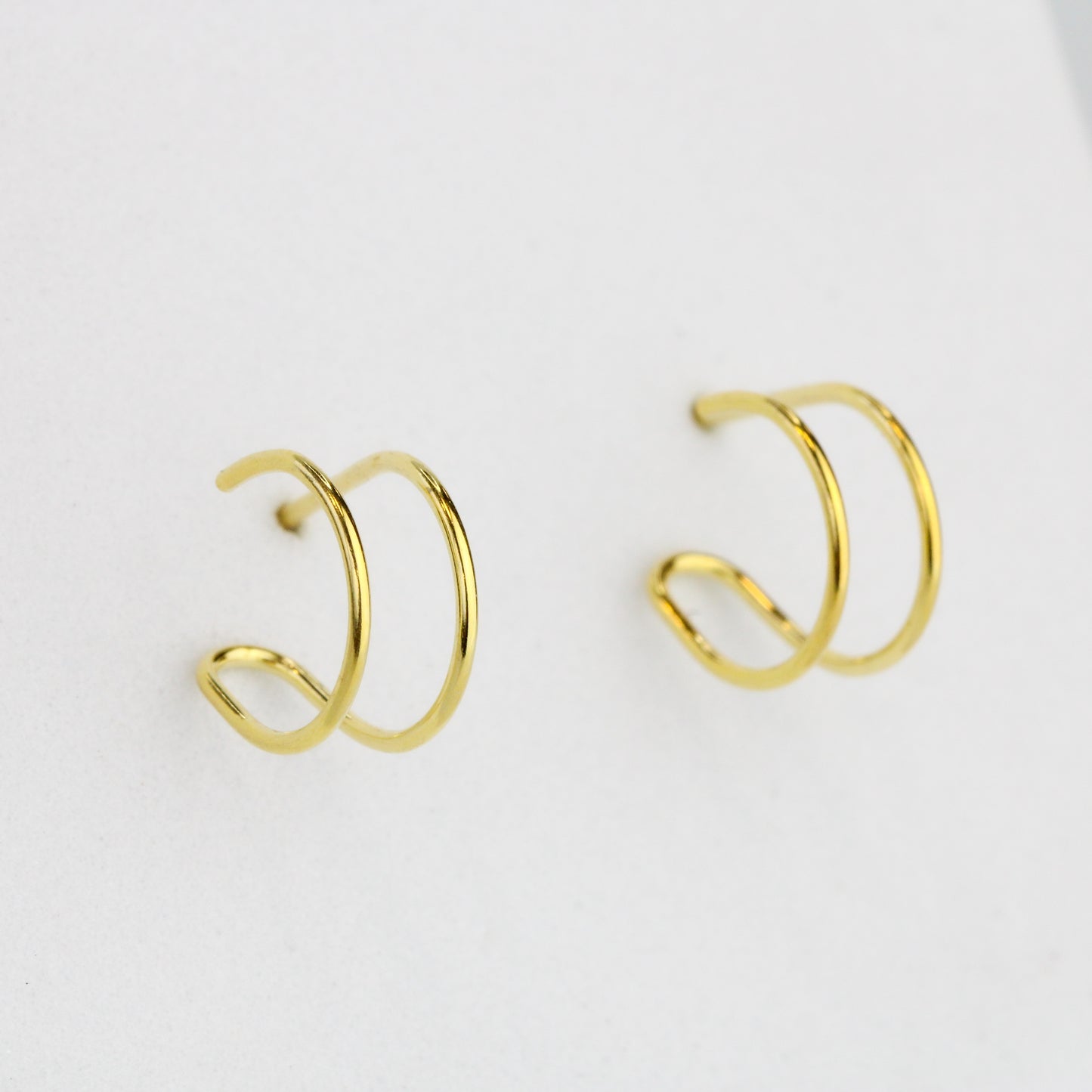 Double Bar Huggie Hoop Cuff Earrings