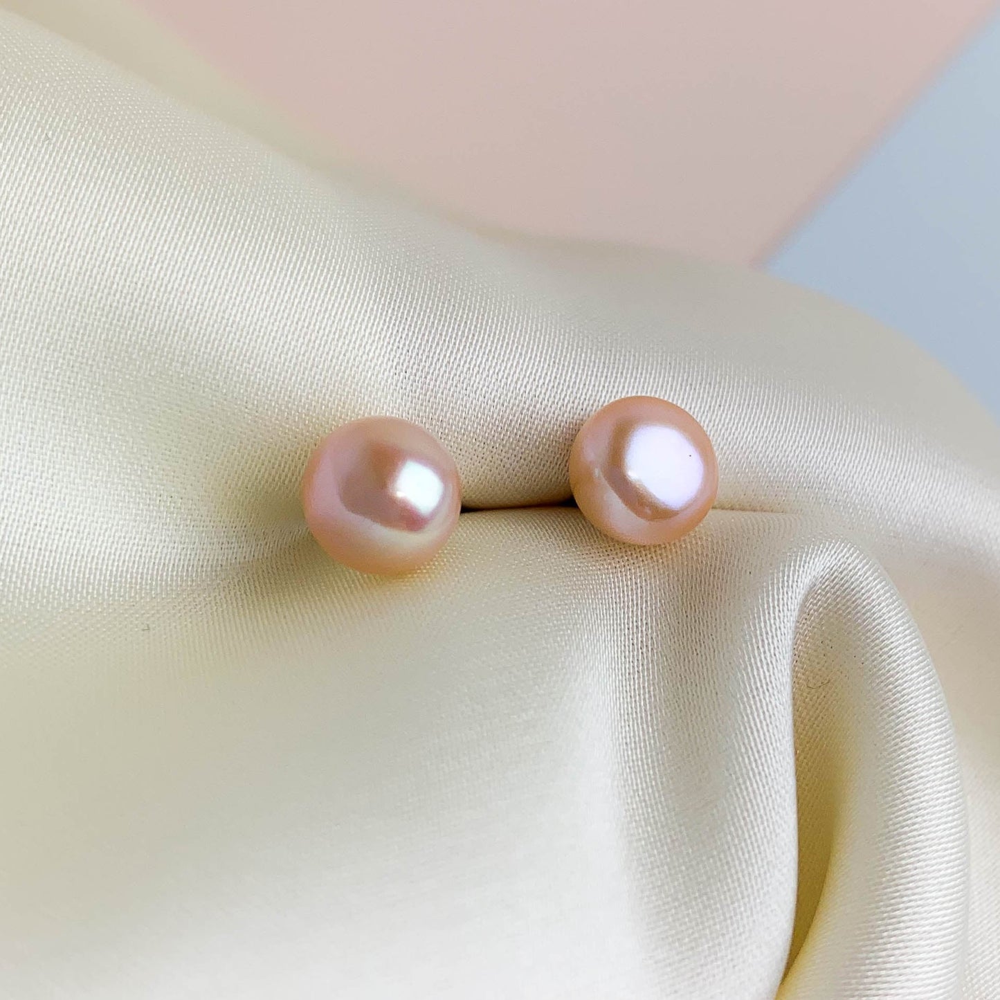 White, Champagne and Lilac Pearl Stud Earrings