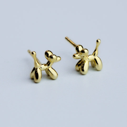 Gold Colour Balloon Dog Stud Earrings