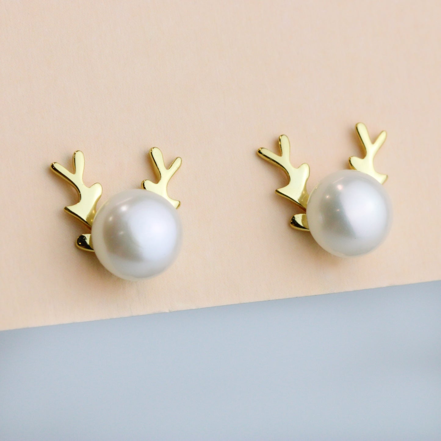 Pearl Reindeer Stud Earrings