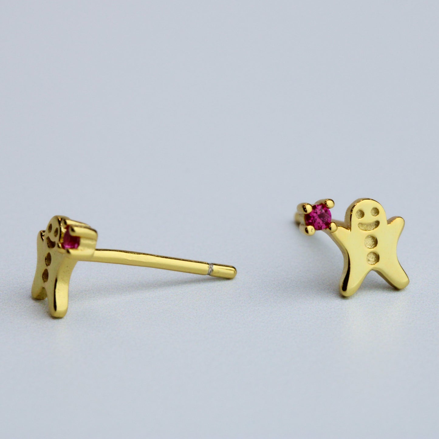 Gold Colour Gingerbread Man Stud Earrings
