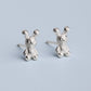 Knit Effect Bunny Rabbit Stud Earrings