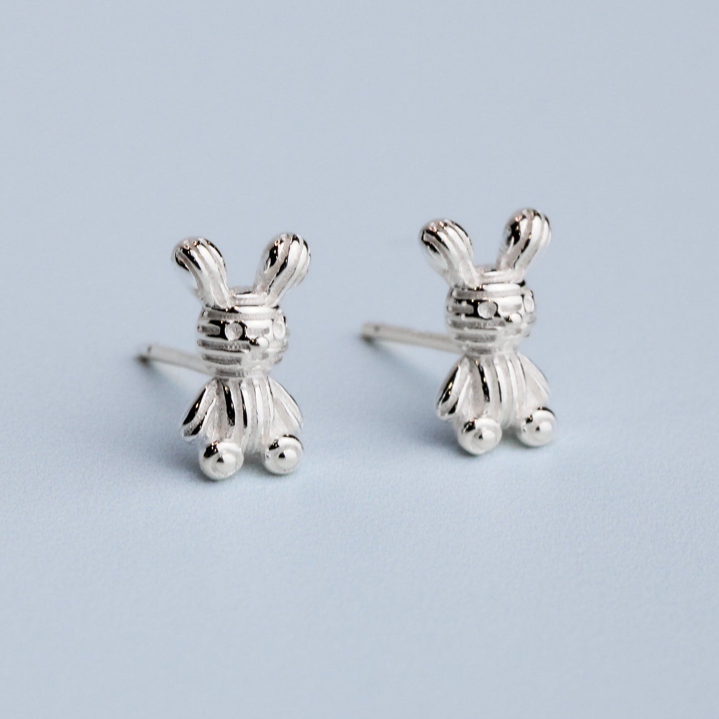 Knit Effect Bunny Rabbit Stud Earrings