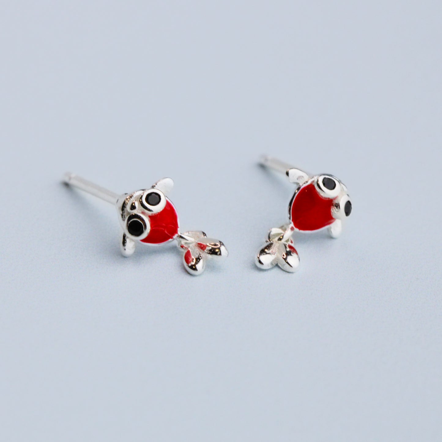 Tiny Goldfish Dangle Stud Earrings