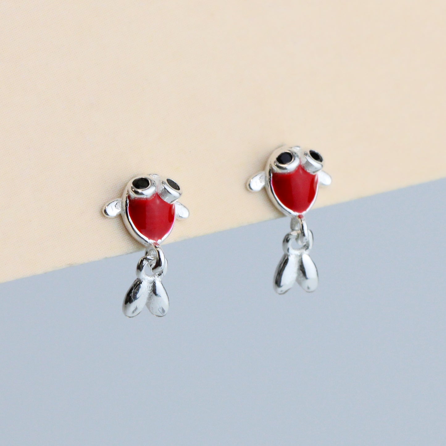 Tiny Goldfish Dangle Stud Earrings
