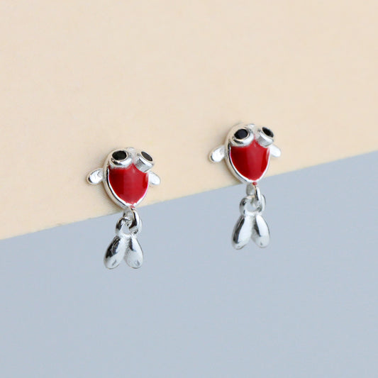 Tiny Goldfish Dangle Stud Earrings