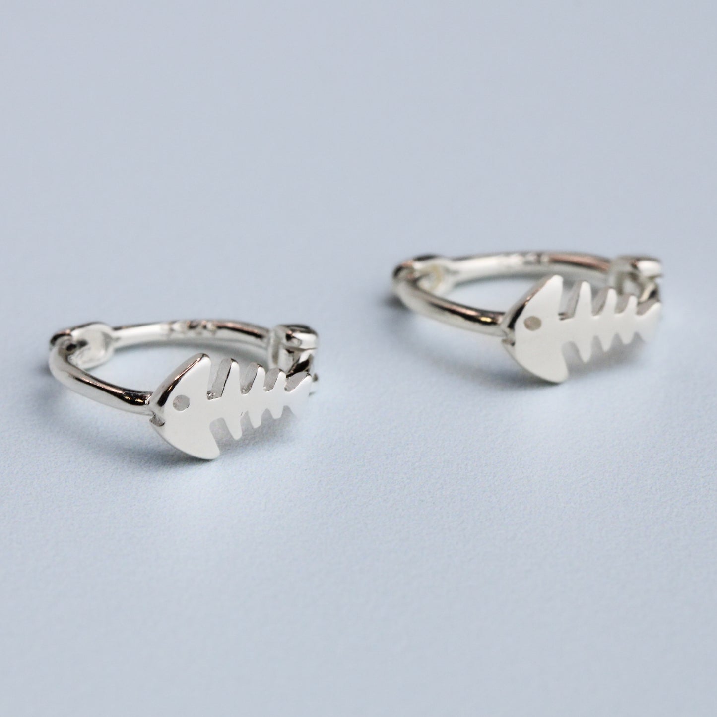 Fishbone Huggie Hoop Earrings