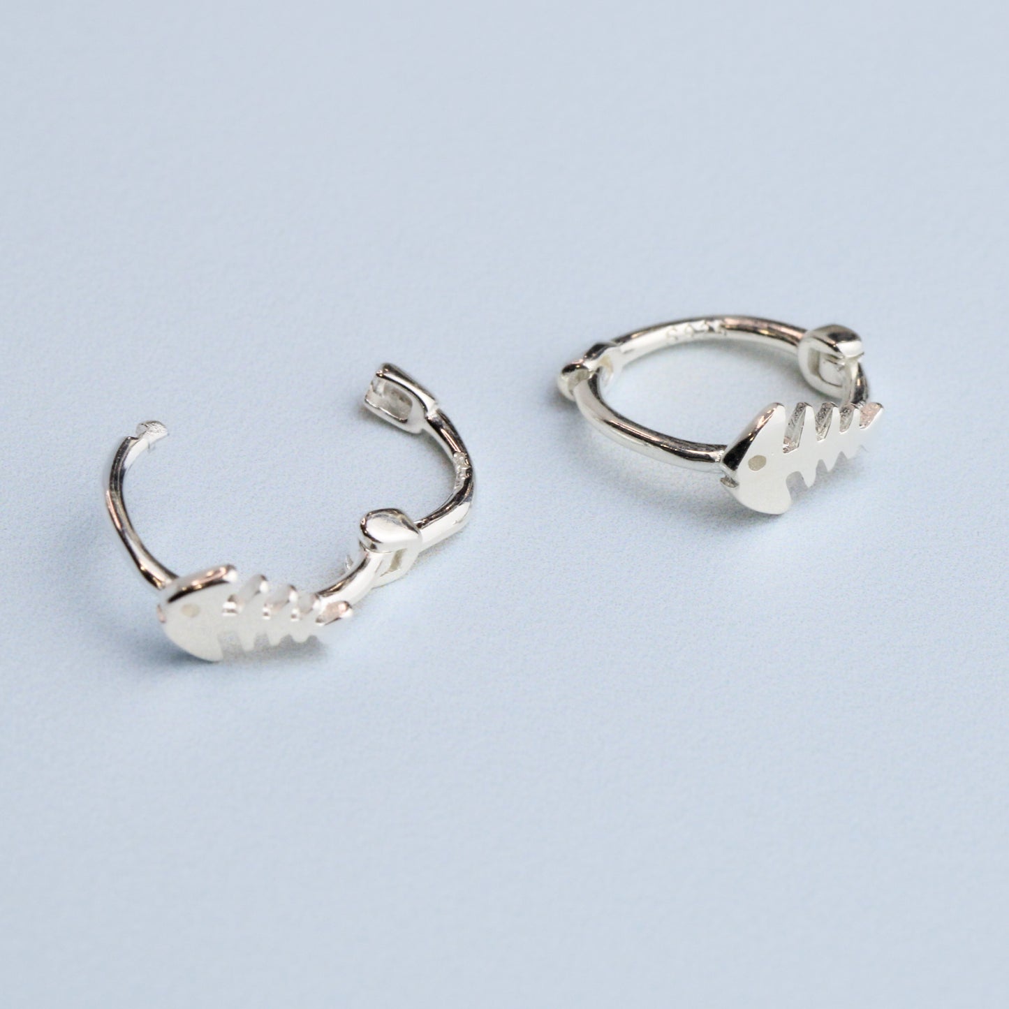 Fishbone Huggie Hoop Earrings
