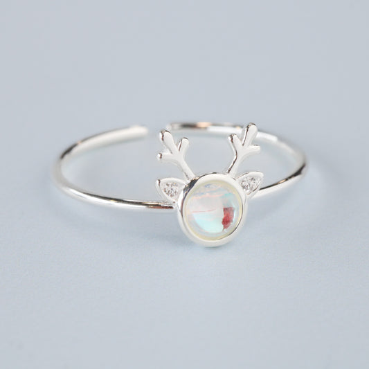 Iridescent Crystal Deer Ring
