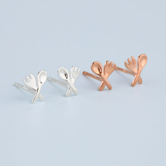 Tiny Spoon and Fork Stud Earrings