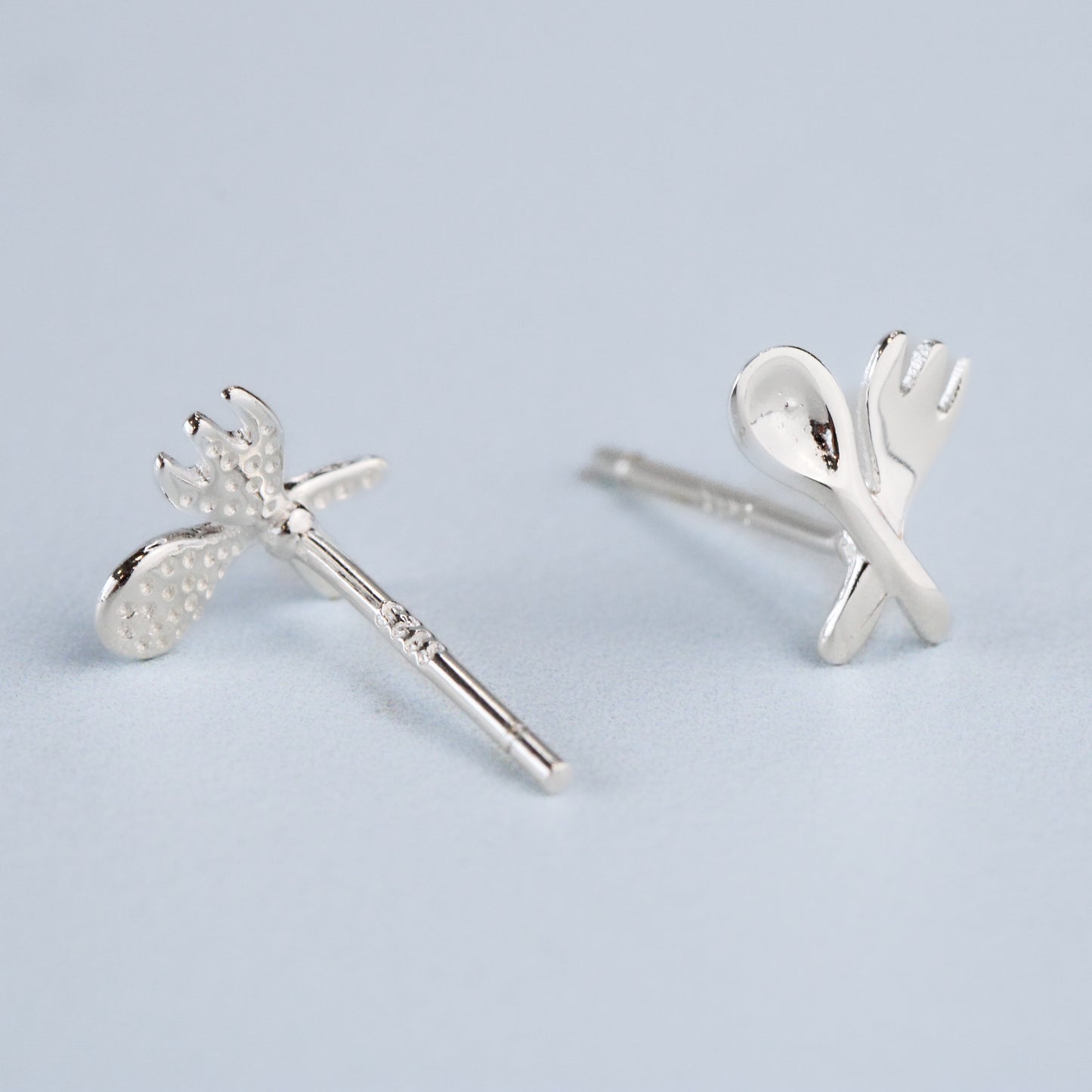 Tiny Spoon and Fork Stud Earrings