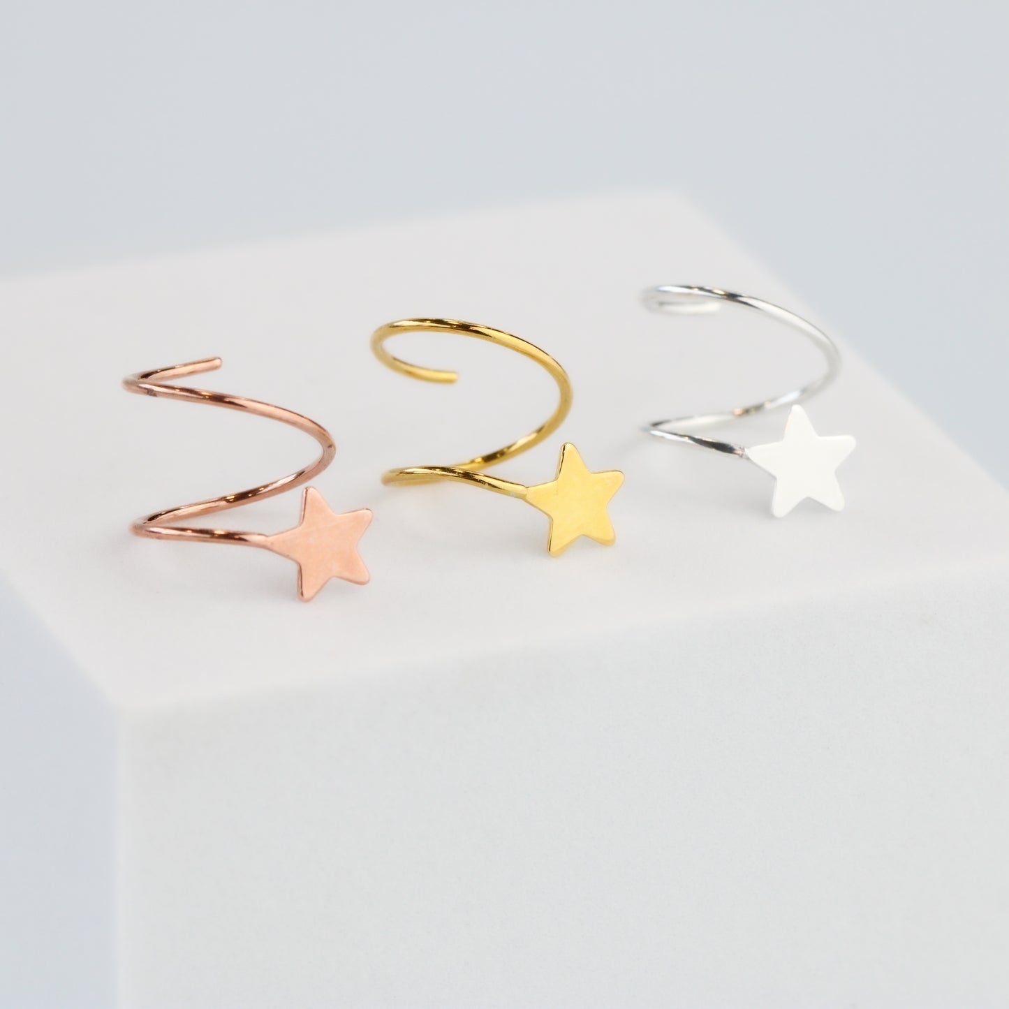 Star Spiral Hoop Earrings