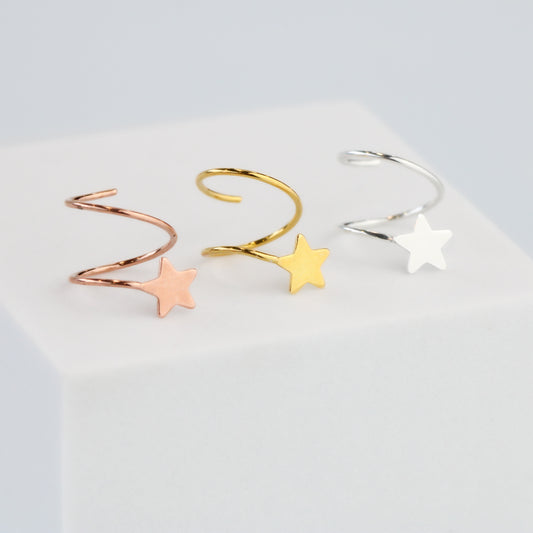 Star Spiral Hoop Earrings