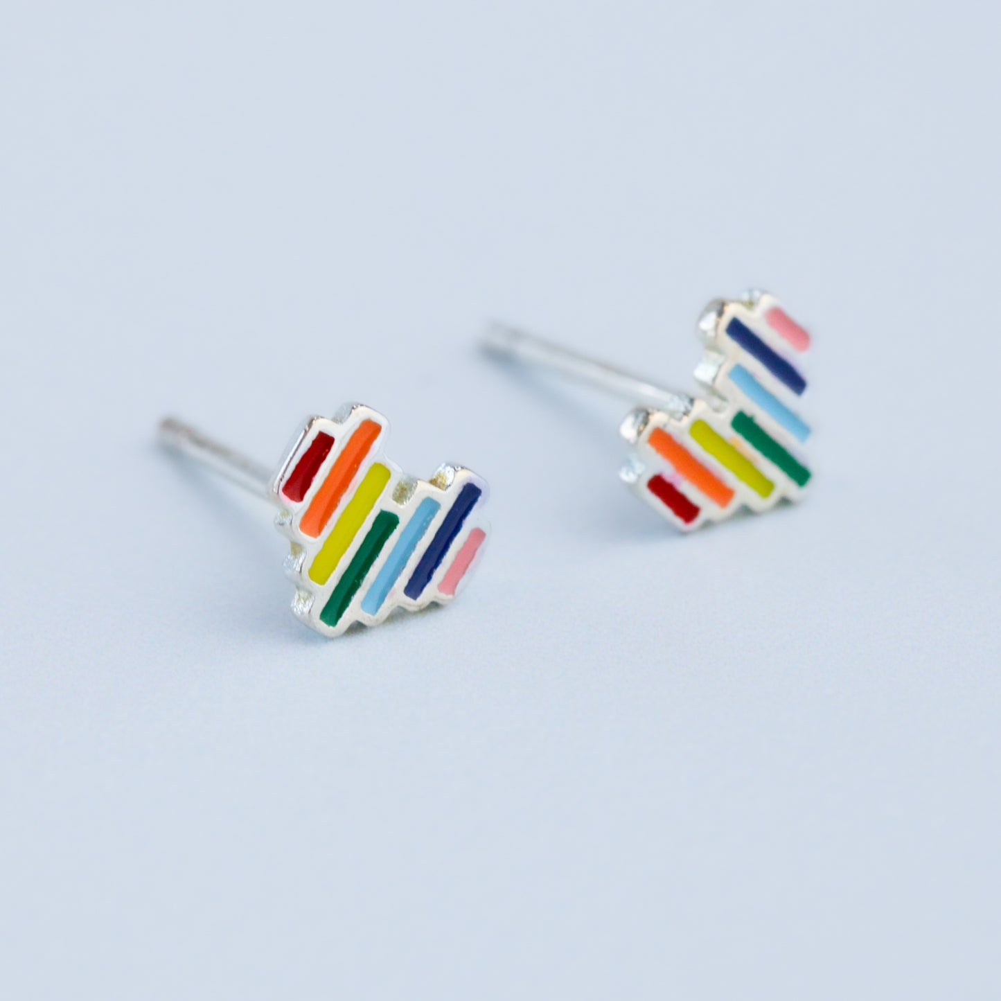 Rainbow Heart Stud Earrings
