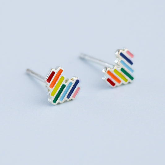 Rainbow Heart Stud Earrings