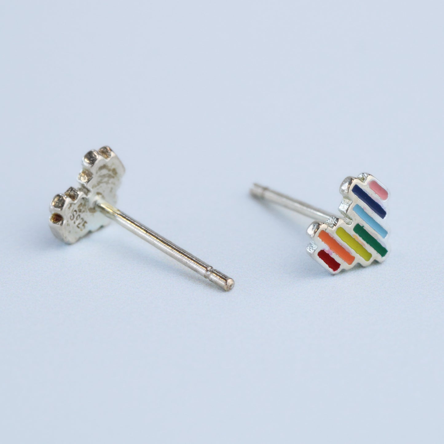 Rainbow Heart Stud Earrings
