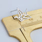 Brushed Finish Origami Crane Stud Earrings