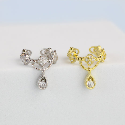 Ornate Zirconia Drop Ear Cuff