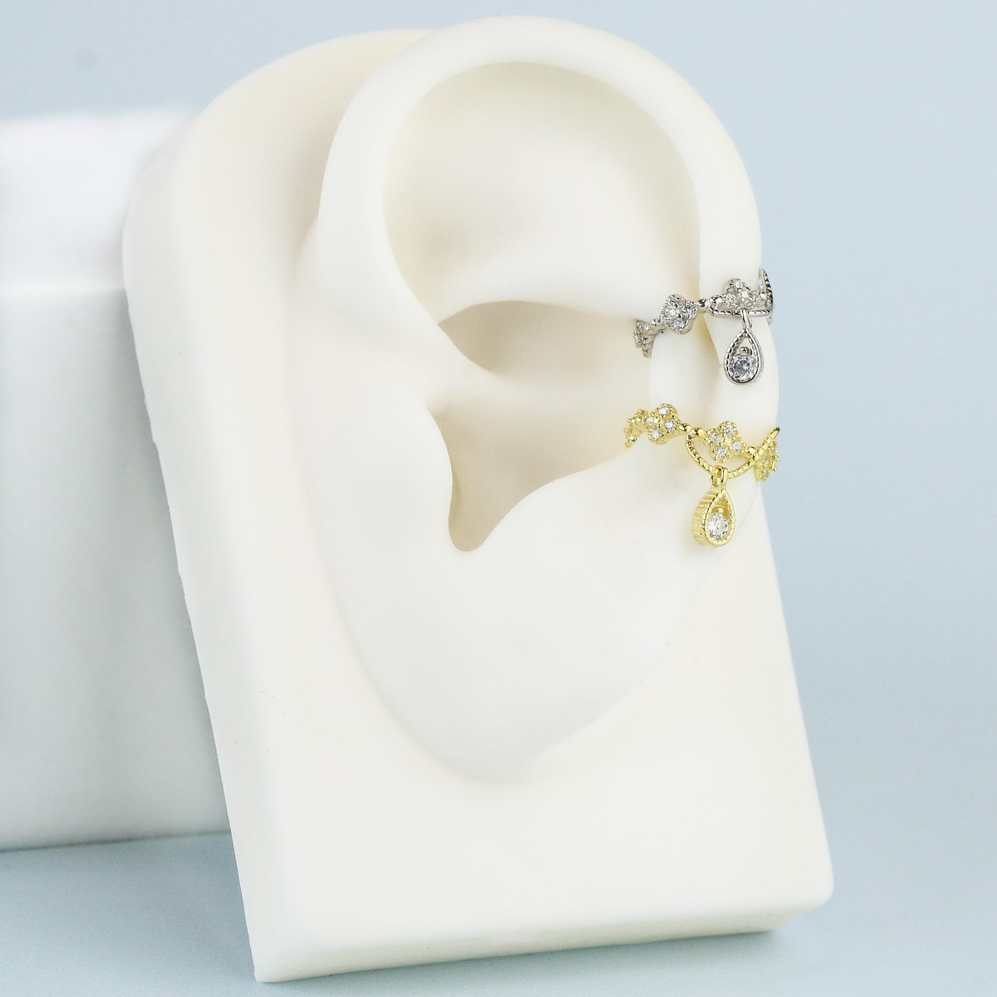 Ornate Zirconia Drop Ear Cuff