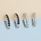 Black or White Crystal Hoop Earrings