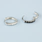 Black or White Crystal Hoop Earrings