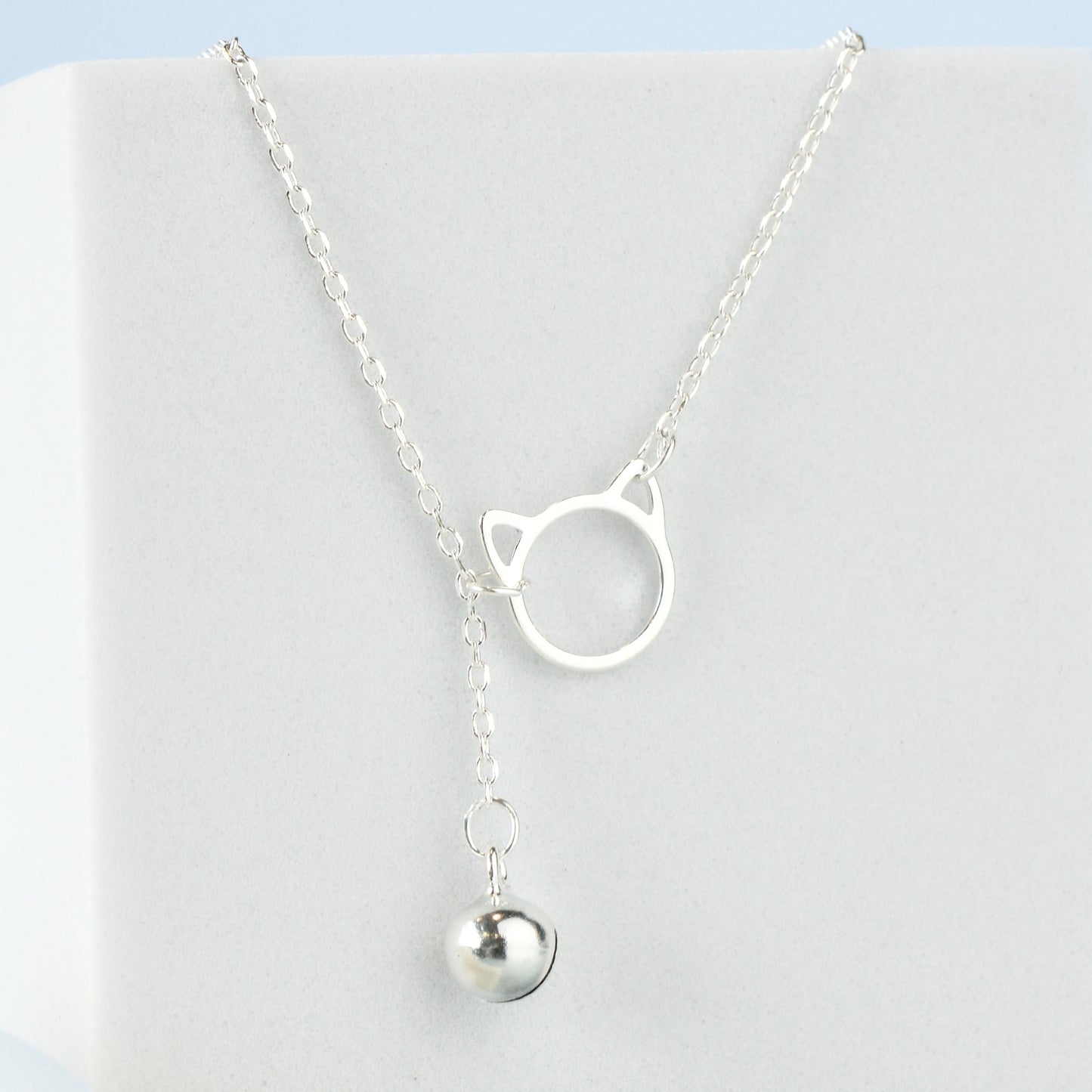 Cat Pendant Necklace with Hanging Bell