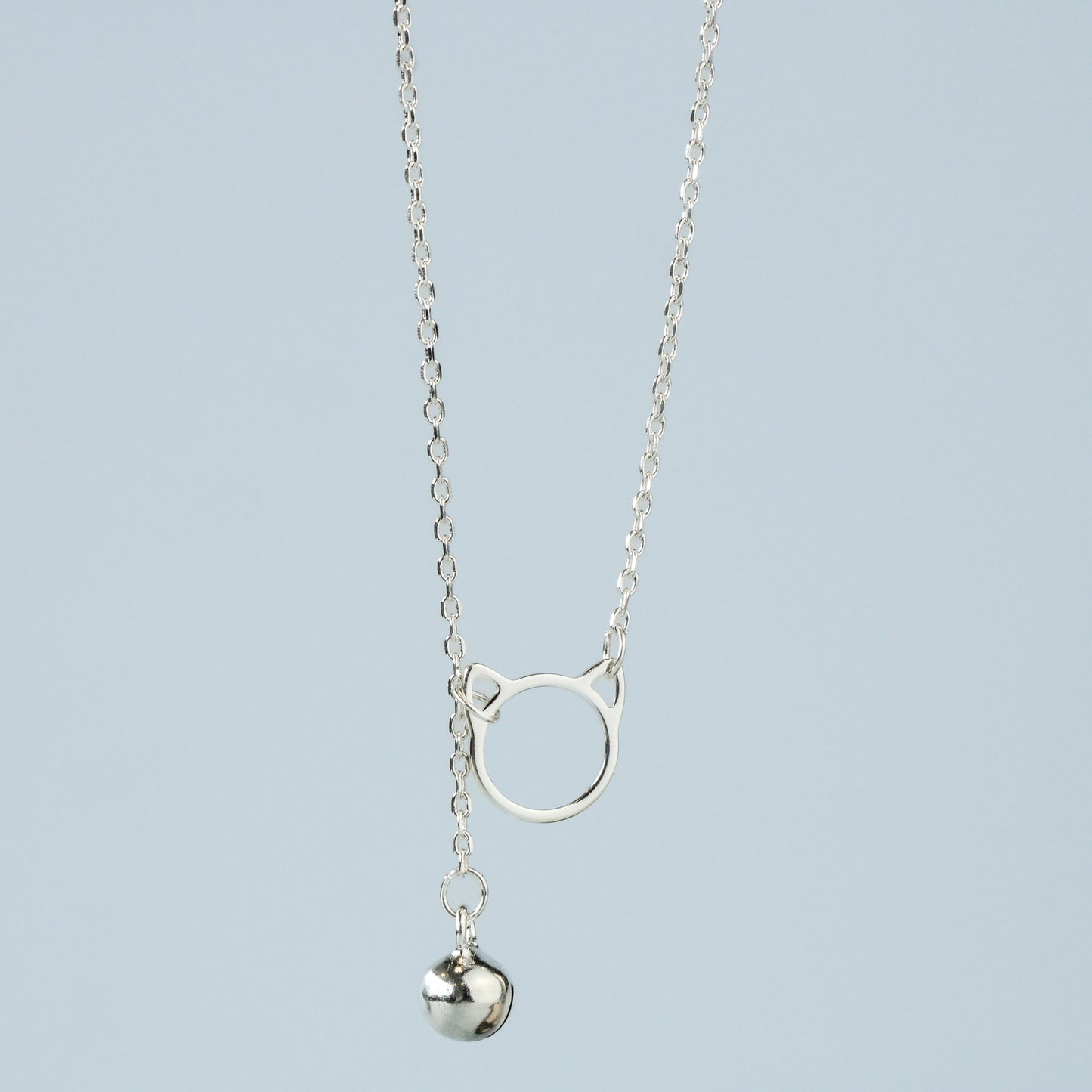 Cat Pendant Necklace with Hanging Bell
