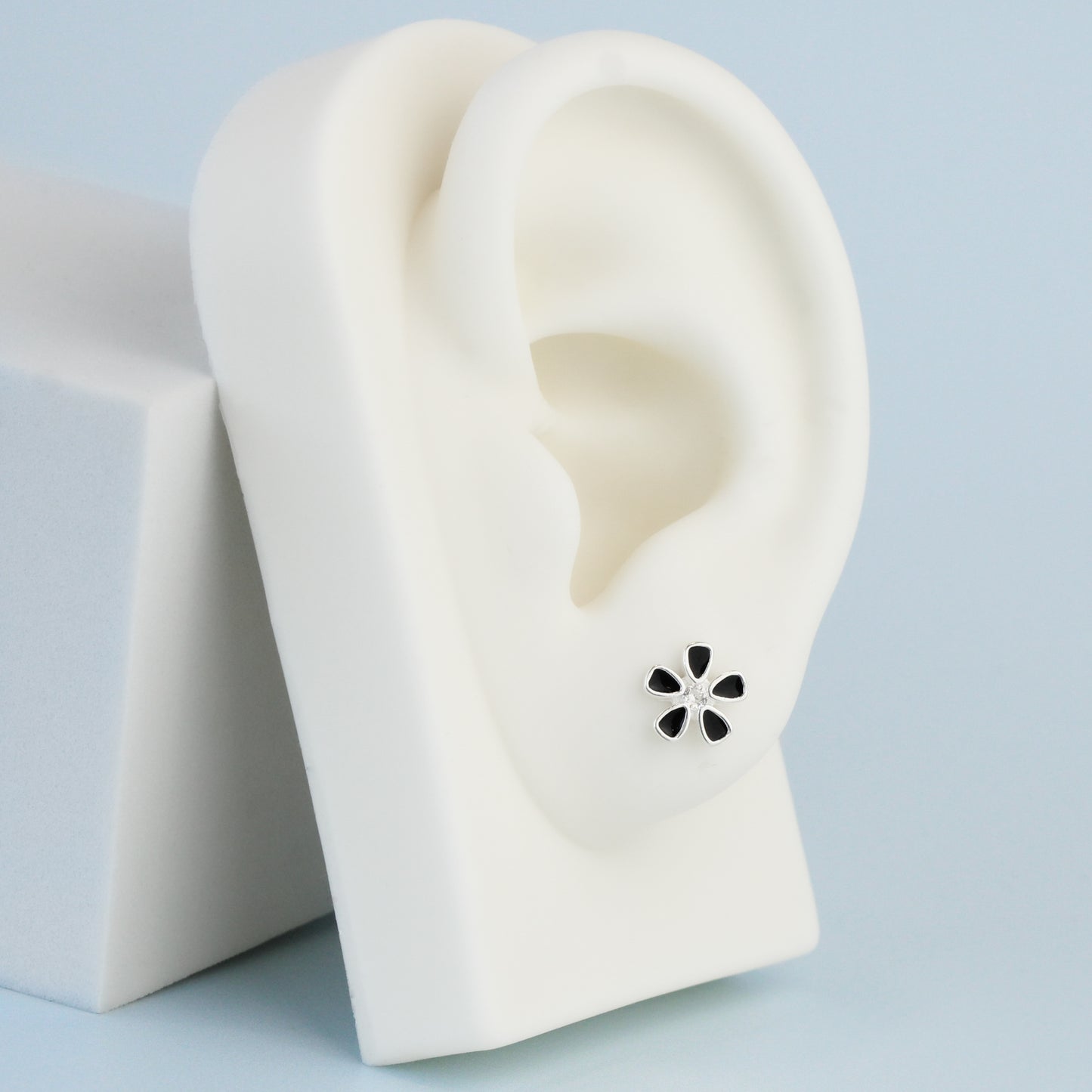 Black or White Flower Stud Earrings