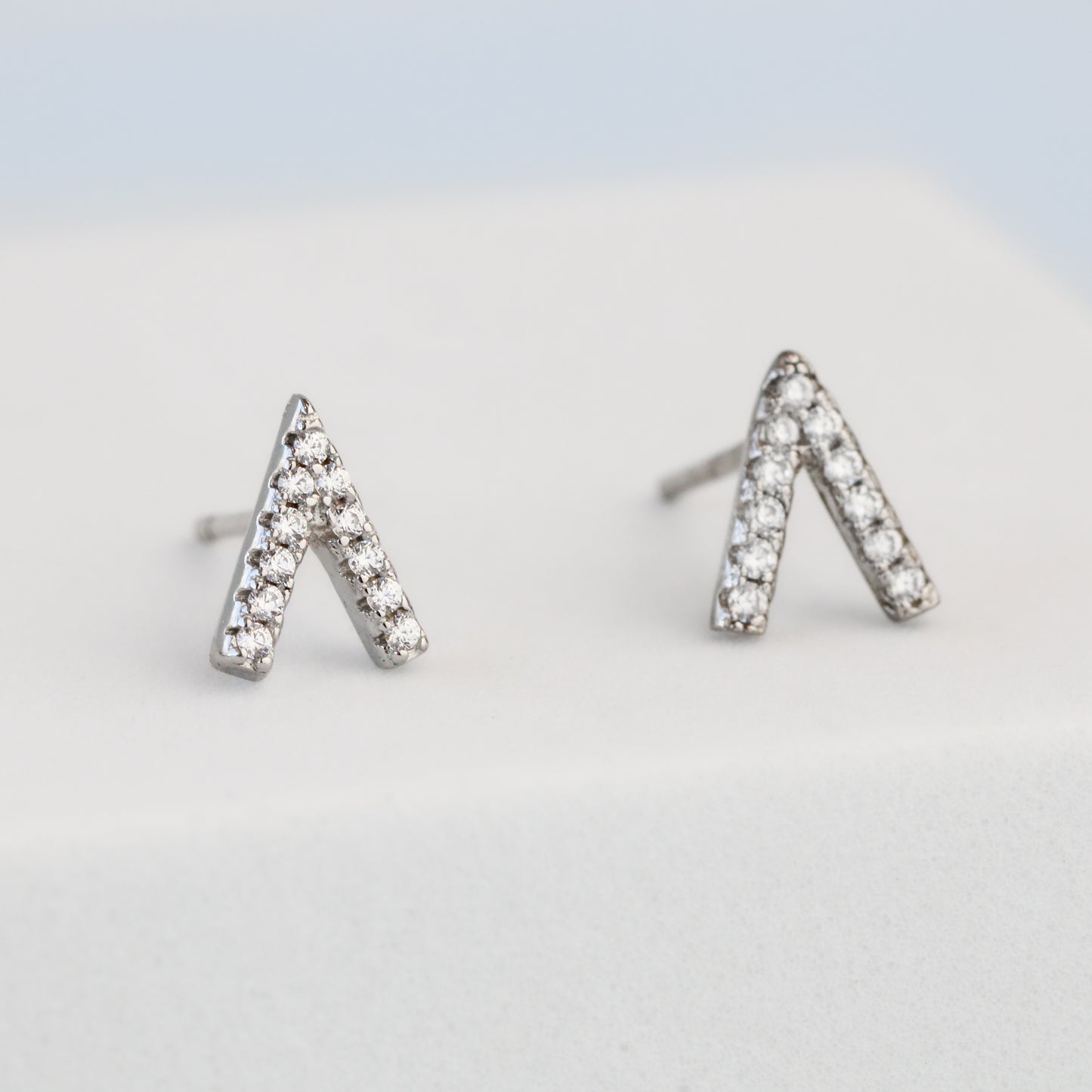 Crystal V Shape Stud Earrings