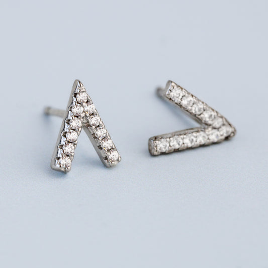Crystal V Shape Stud Earrings