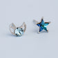 Blue Crystal Moon and Star Stud Earrings