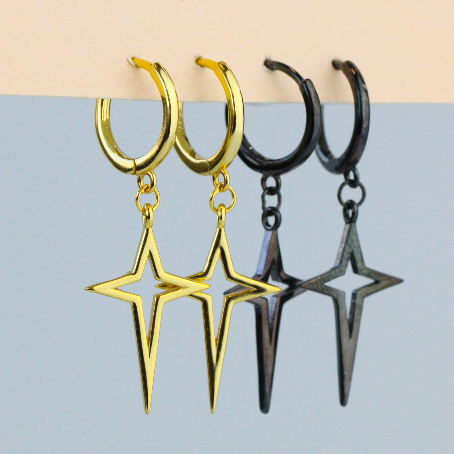 Star Dangle Hoop Earrings