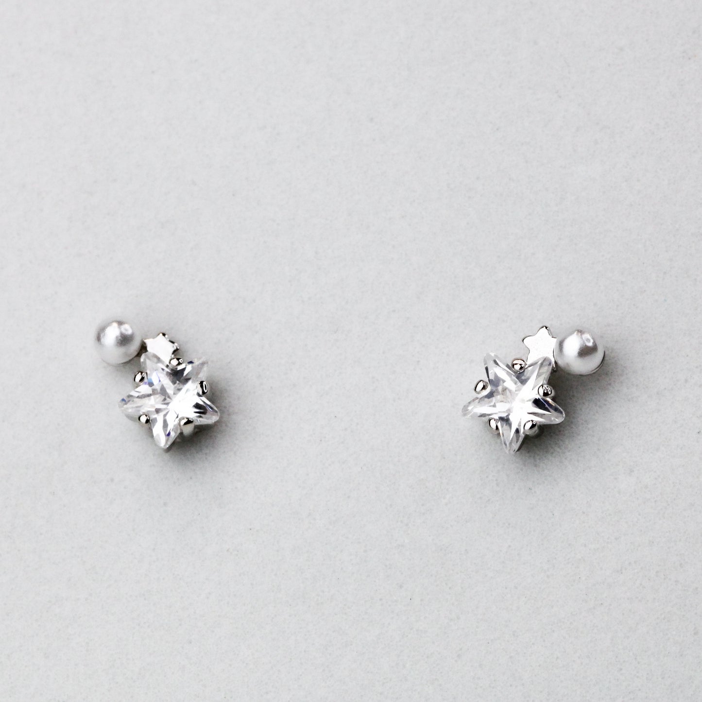 Crystal and Pearl Star Stud Earrings
