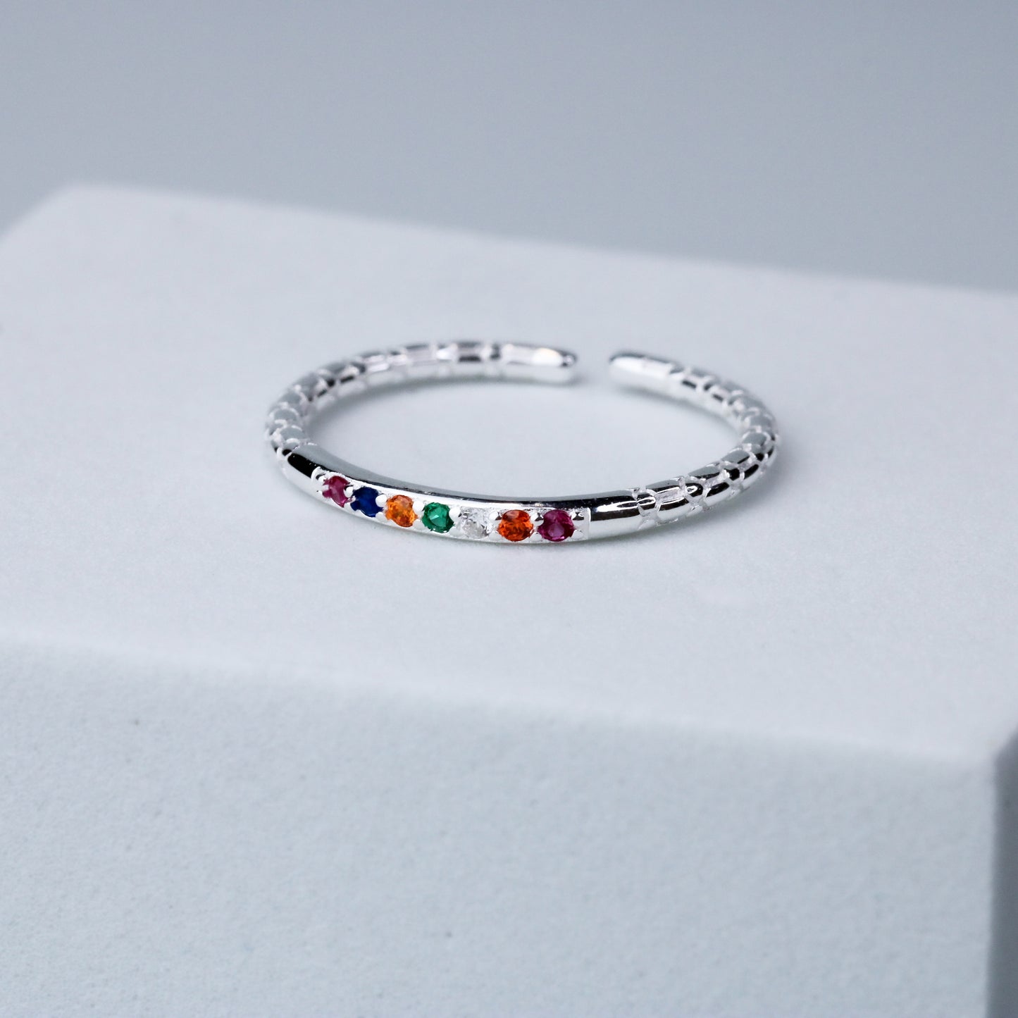 Colourful Crystal Adjustable Ring