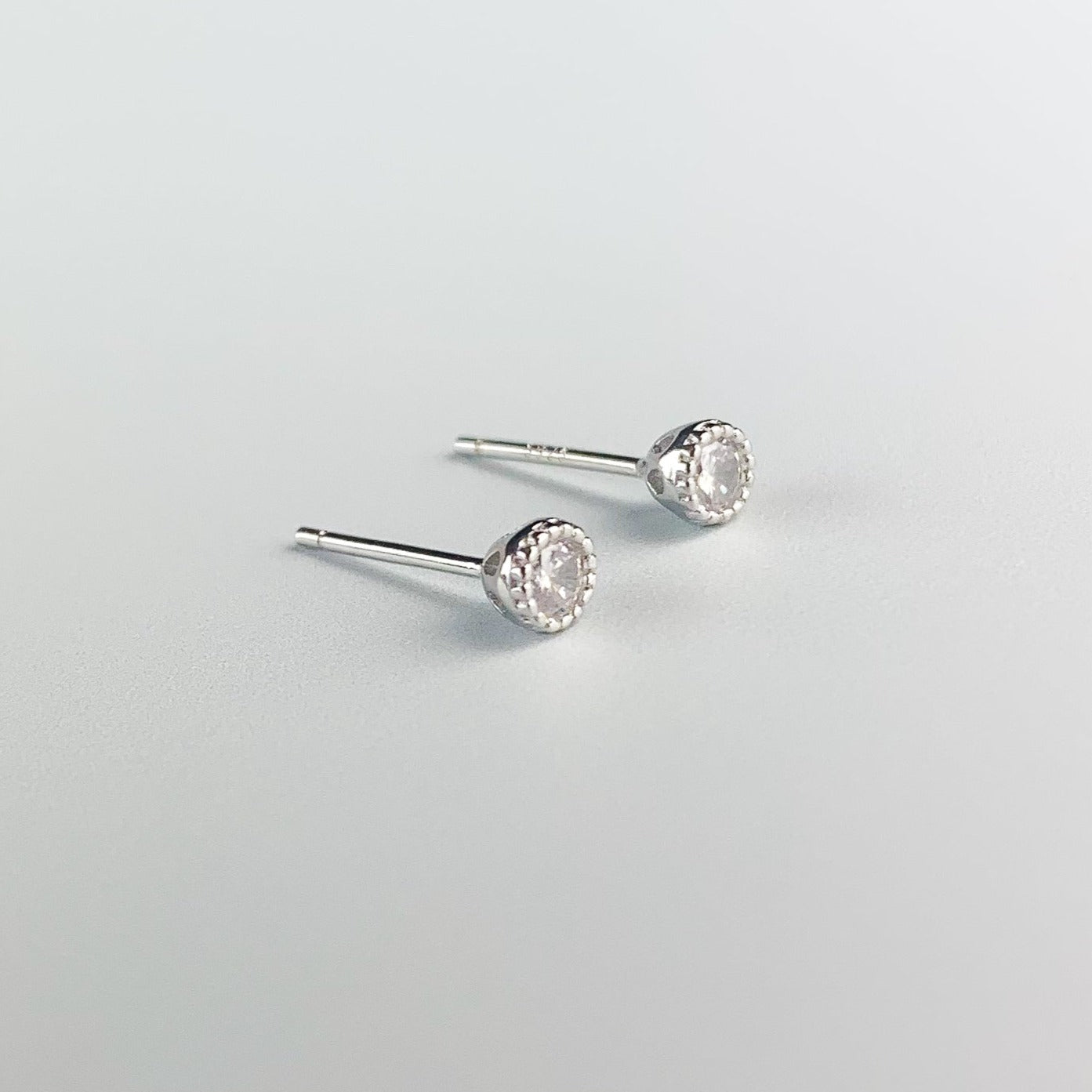 White Crystal Circle Stud Earrings