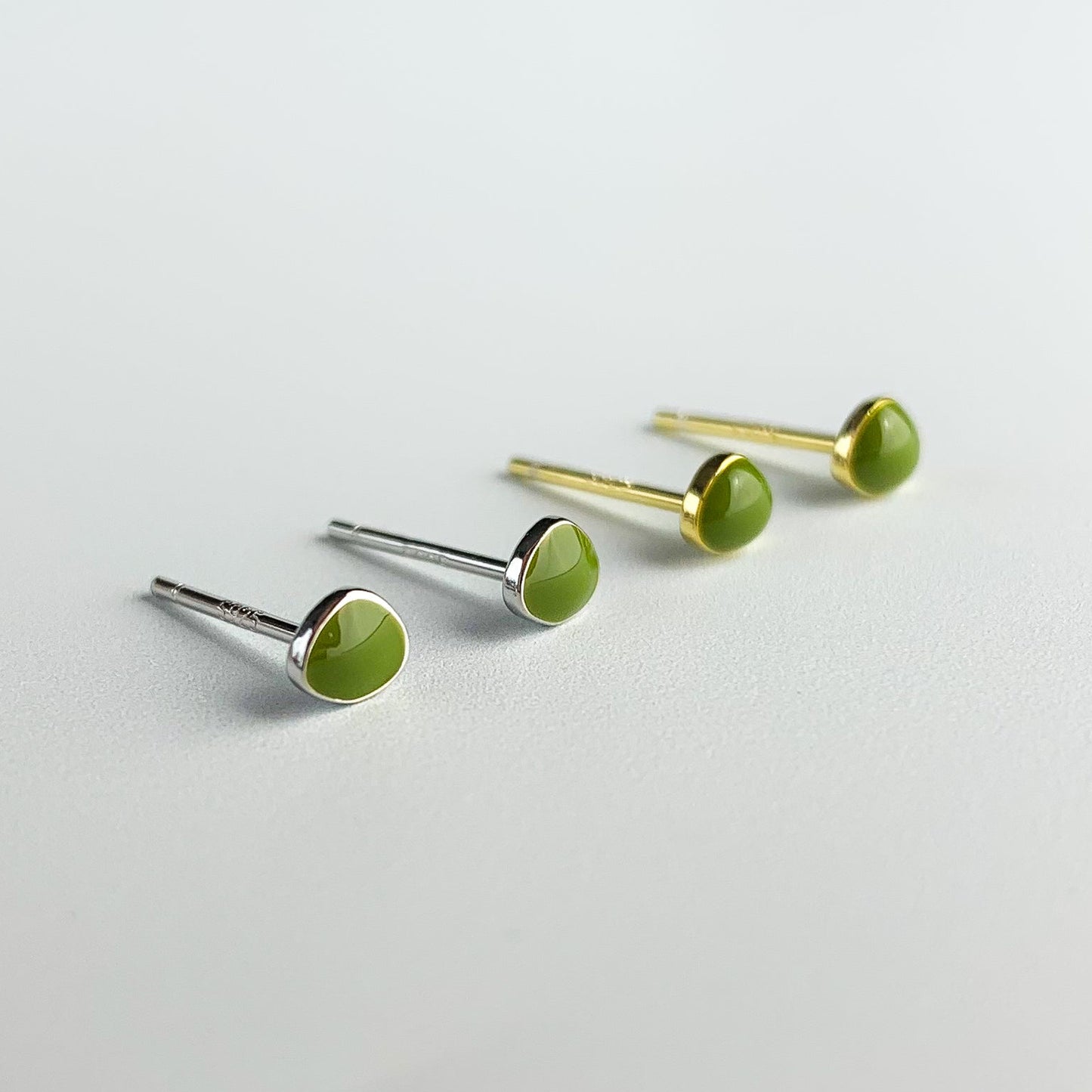 Organic Shaped Green Stud Earrings
