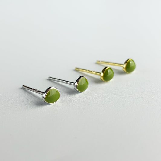 Organic Shaped Green Stud Earrings