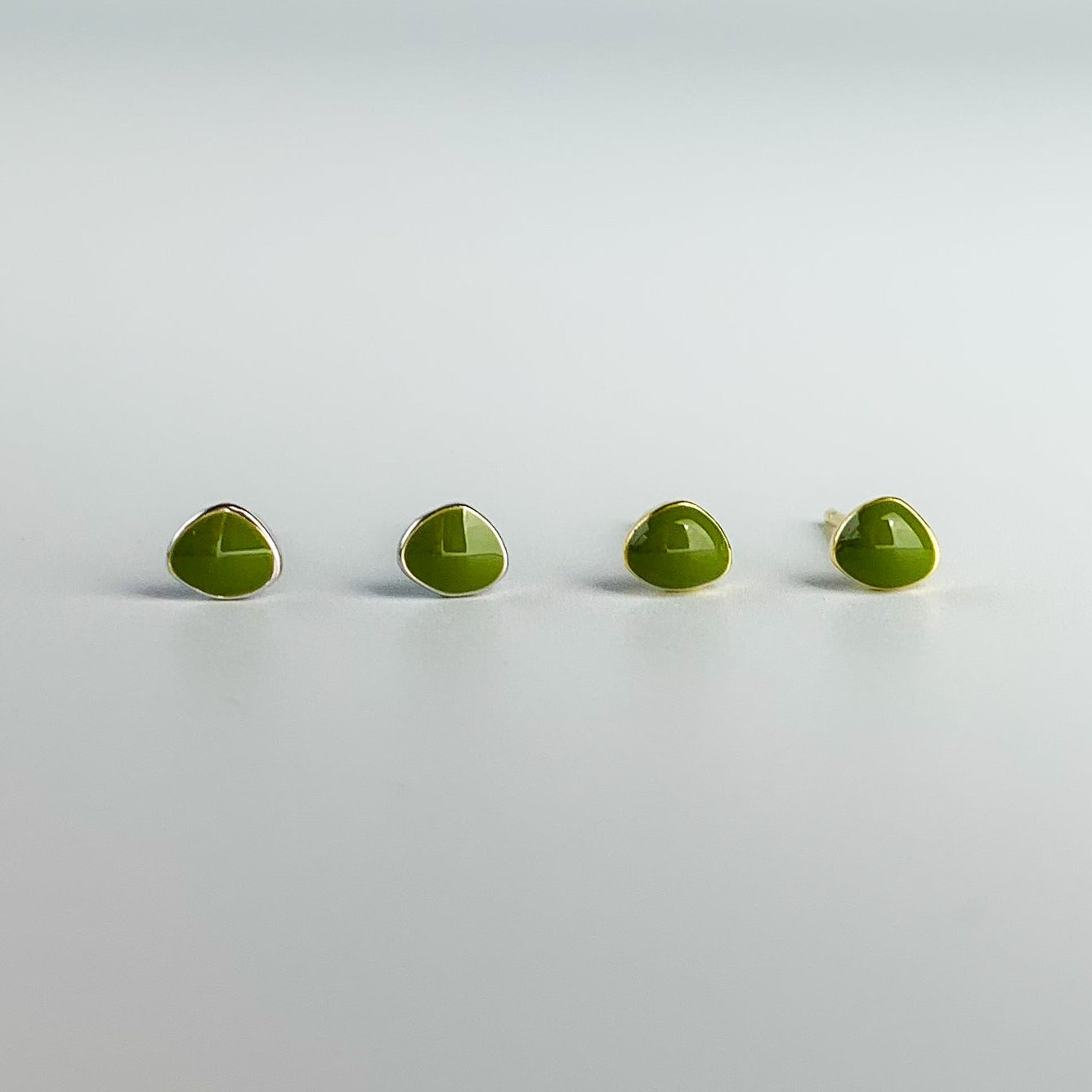 Organic Shaped Green Stud Earrings