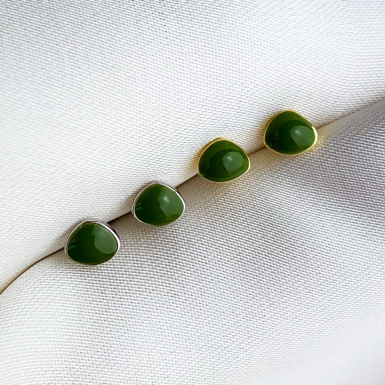 Organic Shaped Green Stud Earrings