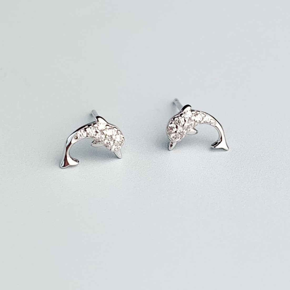 Crystal Dolphin Stud Earrings