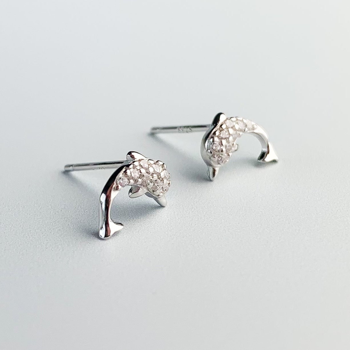 Crystal Dolphin Stud Earrings