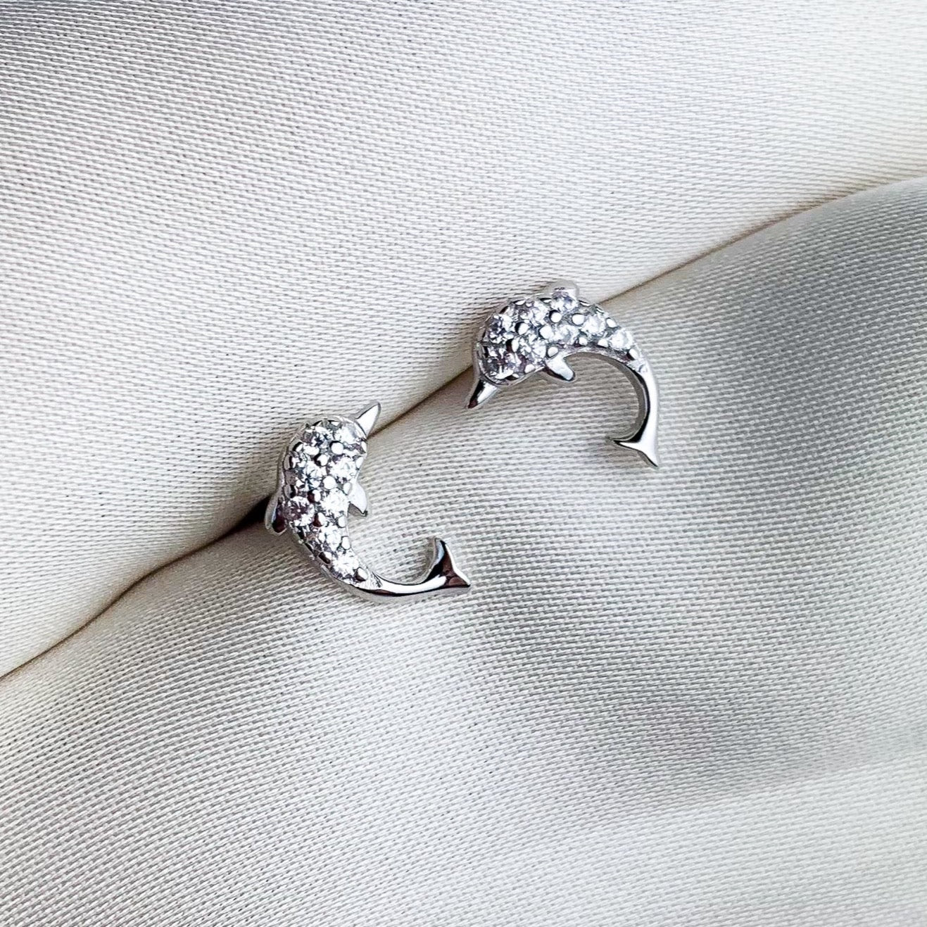 Crystal Dolphin Stud Earrings