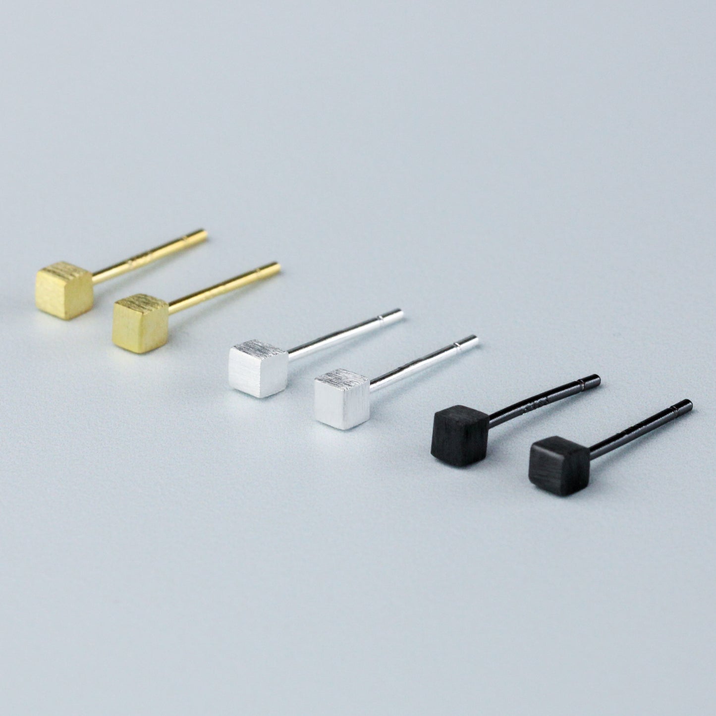 Tiny Cube Stud Earrings