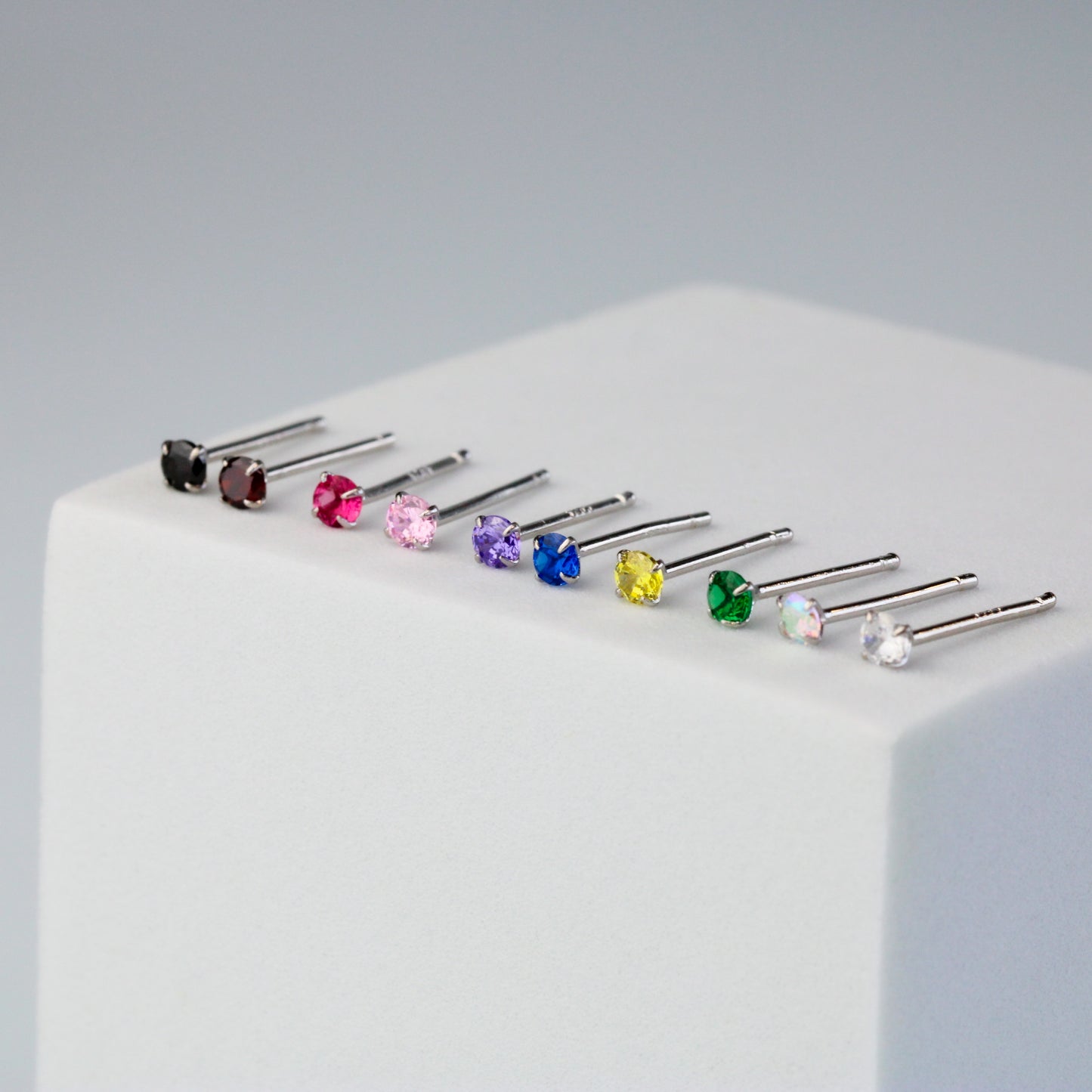 Tiny Colourful Rhinestone Stud Earrings