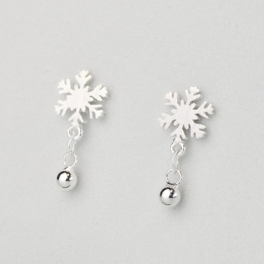 Snowflake Drop Stud Earrings